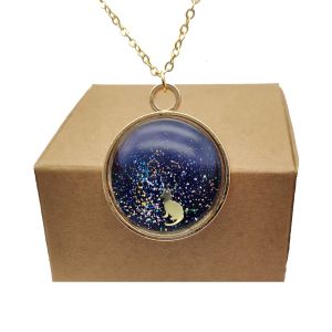 Necklaces Cat Under the Stars Starry Sky Pussy Gold Color Pendant Chain Long Necklace Women Boho Fashion Jewelry Bohemian Vintage Handmade