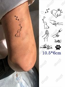 Татуировки водонепроницаемые временные татуировки минимализм линия собаки пара шаблон