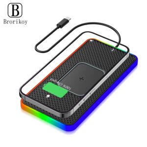 Carregador sem fio Chargers Car 15W Pragem de carregamento rápido Antiskid Mat Holder com LED Light Light para iPhone 13 14 Samsung S22 S21