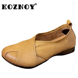 Sapatos casuais koznoy mulheres mocassins 2 cm de vaca natural de couro genuíno verão retro macio mocassins confortáveis senhoras