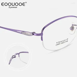 Sunglasses Frames Pure Titanium Glasses Women Oval Eyewear High-Quality Diamond Optical Frame Myopia Reading Progressive UV Protection