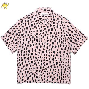 Camisas pretas de café branco azul de alta qualidade camisa de leopardo masculino woman havaí streetwear