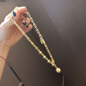 Luxury Pendant Necklace Hardware Brand Designer Copper Round Ball Bamboo Lock Bucket Chain Choker for Women Jewelry with Box 0abd