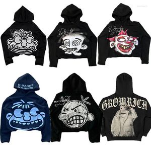 Herrtröjor y2k harajuku hoodie mens hip hop tecknad grafisk tryck svart överdimensionerad pullover goth män kvinnor mode casual löst tröja