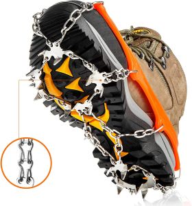 Accessories Ice Cleats for Snow Boots Shoes Anti Slip Crampons Chain Spikes for Women Men Outdoor Fishing Hiking Climbing on Snow Ice Safe