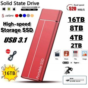 Player portatile M.2 SSD 2TB 1TB Disco rigido esterno USB3.1 Typec Mobile Hard Disk 1TB Interfaccia USB Flash Drive per laptop/PS4/telefono