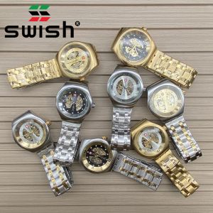 KITS SWISH maschile Skeleton Watch Top Brand Brand Acciaio inossidabile inossidabile impermeabile Sport meccanico Orologio da uomo trasparente