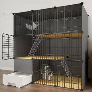 Cages Resin Iron Net Large Cat Cages Free Space Cat Villa Home with Toilet Cage for Cats Indoor Household Luxury Cat Cage Set Dog Cage