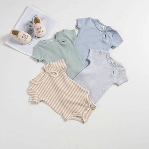 Rompers Sommer Baby 0-12m Solid Säugling Jungen einteilige Kurzarm-Baumwollkleidung Mädchen BodySuit Onesies H240423