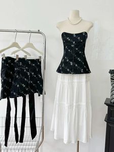 Tanques femininos Mulheres Black Gothic Vest Vintage Casual Crop Tops Fashion Streetwear Ofim Tank Tampo Tampo Lace sem costas Para a primavera Summer Summer