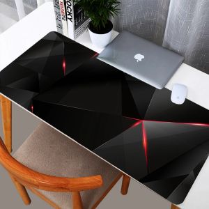 Pads schwarzes rotes geometrisches Design anpassbare Mausmatte Großer erweiterter Mousepad Gaming Mauspadsgröße Bürodekoration Schreibtischmatte