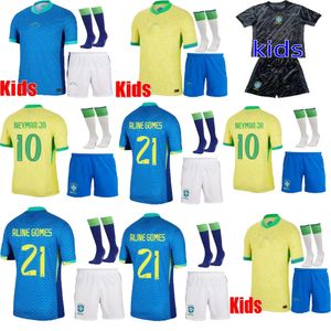 23/24/25 BRAZILS Classic children's clothing soccer jerseys L.PAQUETA NEYMAR VINI JR. 23 P.COUTINHO football shirt G.JESUS T.SILVA BRUNO G. PELE CASEMIRO kids sets jersey