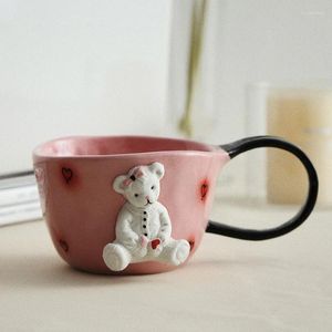 Kubki Ceramiczny misie 3D o wysokiej wartości estetycznej i uroczej kreskówki para kawy do kawy do użytku domowego