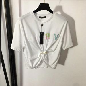 ファッションアルファベットショートプリントTシャツデザイナーSMLファッションTシャツ新しいピンクサイズピンショートウエストタックスタイルのクロッププラススリーブトップスラヌジェ