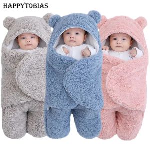 Uppsättningar HappyTobias Fluffy Soft Newborn Baby Sleeping Bags Baby Wrap Filtar Bedbling Envelope Fleece Infant Sleepsack 069 Månad S01