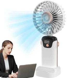 Andra apparater Portable Personal Fan Personal Mini Handheld Desktop Fan 5-Speed ​​Electric Desktop Fan med LCD Display Foldbar Mini Cooler Fan J240423