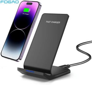 Laddare 30W Wireless Charger Stand för iPhone 15 14 13 12 11 8 Pro X Xs Max Samsung S23 S22 S21 Fast Charging Dock Station telefonhållare
