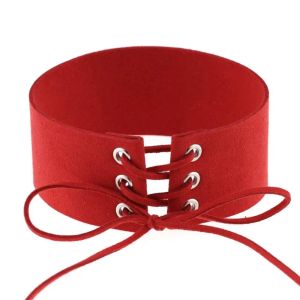 Halsband Ny bred svart röd sammet choker bälte bunden bowknot halsband kvinnor punk smycken chocker krage collier ras du cou