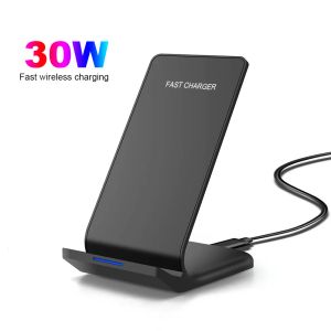 Laddare 30W Wireless Charger Station för Samsung S22 S21 S20 Snabb induktionsladdningsstativ för iPhone 14 13 12 11 Pro Max X 8 XS XR