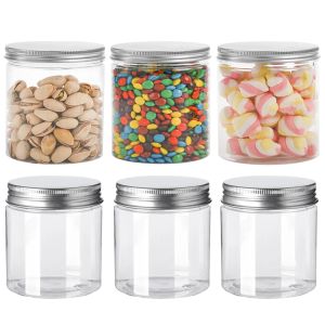 Jars 6Pcs 400g Width Mouth Storage Jar With Lid Clear Empty Cosmetic Food Containers Household Kitchen Jars For Seasoning Honey Candy