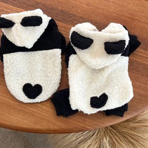 Rompers Cute Cartoon Panda Dog Jumpsuit Fleece Varma husdjurskläder för små medelstora hundkläder Yorkshire kram Cat Costumes Ropa Perro