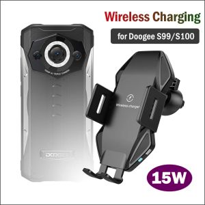 Chargers 15W Hızlı Araba Kablosuz Şarj Standı Doogee S99 S100 Araba Telefon Tutucusu Qi Kablosuz Şarj Cihazı Doogee S100 S99