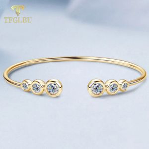 Strands Tfglbu 1.8cttw Teste de passe d Bracelete de moissanita colorida para mulheres Trendy 925 Sterling Silver Bubble Bangle Jóias de qualidade de luxo