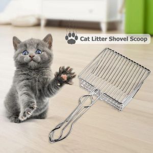 Housebreaking Pet Shovel Cat Litter Scoop Stainless Metal Litter Scoop for Kitty Sifter Cozy Ergonomic Handle Cat Toilet Pet Cleanning Tool