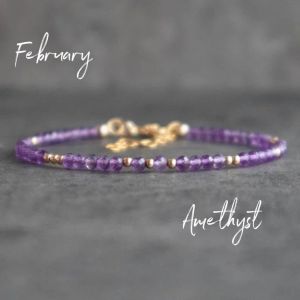 Strands Purple Amethyst Bracelet, Dainty Amethyst Healing Bracelet, Gemstone Bracelets for Women, Birthday Gifts for Her, February