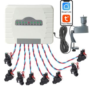 Controle nova 8 zona de zona automática Tuya App Control Wi -Fi Smart Water Timer Bomba Controller para irrigação de jardim