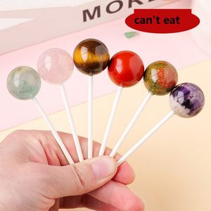 2,5 cm Naturalny kryształowy miniaturowy okrągły lizak Lollipop Cryształowy kamień Fluoryt Lollipop dla kobiet DIY Make Crystal Crafts Decor Home