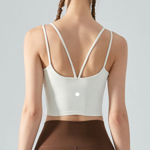 LL Kadın Yoga Spor Sütyen Tank Top Pad Kadın Spor Salonu T Shirit Crop Toss Egzersiz Yaz DSG379