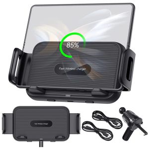 Laddare 15W QI Trådlös billaddare Bilfäste för Samsung Galaxy Z Fold 4 Fold 3 Flip 4 2 5G iPhone 14 13 12 Auto Clamping Fast Charging