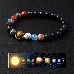 Strands 2022 Universe Solar System Armband Women New Natural Stone Eight Planets Armband Män Bästa vänner Gift Universe Par Smycken