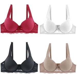 Solid Plusgalpret Color Lace Trim Women Seamless Bras for T-shirt Full Cup No-padding Cotton Underwear Smooth Lingeries Lady 220511