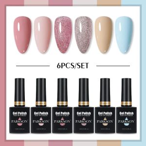 Kits Parkson Nail Gel Polish Set 6st/Kit Glitter Color Series Vernis Semi Permanent Polish Dry By UV LED Lamp 12 ml Nail Art