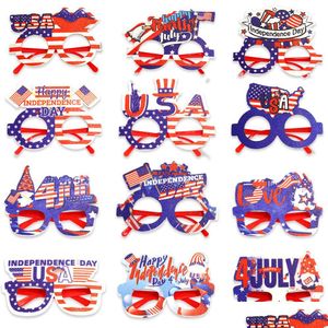 Andra bröllop gynnar American Independence Day Party Glasses JY 4th National Decoration Accessories USA Stars and Stripes Frames Dro Dhqeg