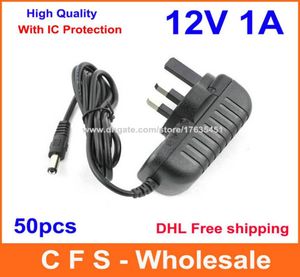 50pcs Wysoka jakość adapter prądu przemiennego DC 12V 1A Zasilacz z wersją IC UK UE AU US Plug Adapter DHL 2848366