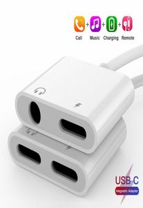 2 In 1 Dual Type C Jack earphone Adapter For Samsung S20 S10 Huawei USB Type C to 3.5mm AUX o Headphones Splitter Charging Converter8271085