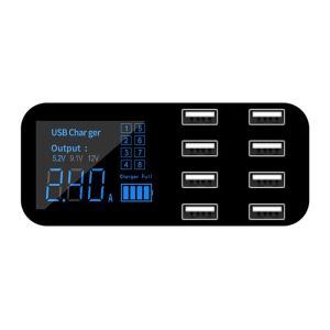 Nav A9s Fast Car Charger 8 Port Multi USB LCD Display Telefonladdare 12V Batteriladdare USB Hub för telefontabletter GPS DVR