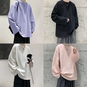 Bluza luźne mężczyźni solidne koszula neutralna odzież uliczna moda Koreańskie ubrania bawełniane pullover długie rękawy t.