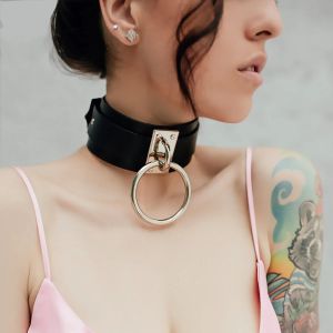 Halsband sexiga läder choker halsband kvinnor harajuku kawaii guld färg metall mode turkiska smycken punk gotisk halsband för flickor