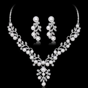 Necklaces KvJJL Pearl Jewelry Sets For Women African Beads Jewelry Set Wedding Imitation Crystal Bridal Dubai Necklace Jewelery Costume