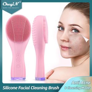 Scrubbers CkeyiN Electric Silicone Facial Brush Sonic Vibration Face Cleansing Brush Waterproof Acne Blackhead Remover Pore Cleaner 2 Side