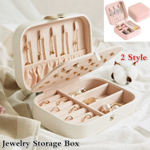 BINS PORTABLE smycken Box Jewelry Organizer Display Travel Smyckesfodral Boxar Knapp Läderförvaring Dragkedja Juvelerare