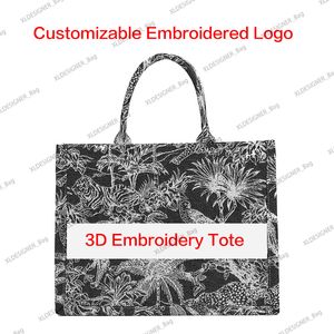 Designers Tote Bag Women Mirror Quality Luxury Original Totes Bag Tiger Brodery Book Handbag Tote Woman 3D Embroidery D Letter Brodery Designer Bag