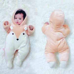 One-Pieces Newborn Baby Winter Thick Warm Rompers Boys Soft Jumpsuit Girls Flannel Outerwear Infant Toddler Child Cartoon Hoddies Rompers
