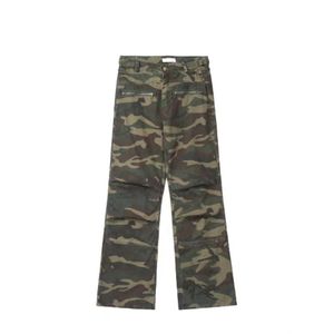 American retro solteira de camuflagem direta calça masculina e feminina Marca de moda masculina calça de primavera e outono calças de zpockets masculinos