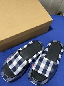 Designerinnen Frauen Vintage Check Slides Sandalen Mode flache Sandalen Gummi-Sohle Slip-on Slider Summer Beach Innenlady Pantoffeln Größe35-41