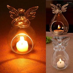 Candle Holders Angel Glass Crystal Hanging Tea Light Holder Home Decoration Candlestick Art Decor Clear
